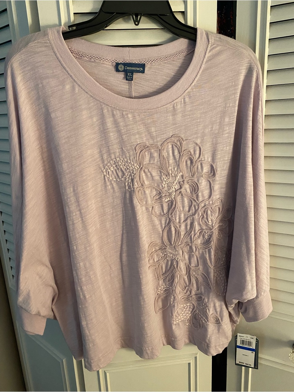 Democracy Lavender Floral Embroidered Pullover